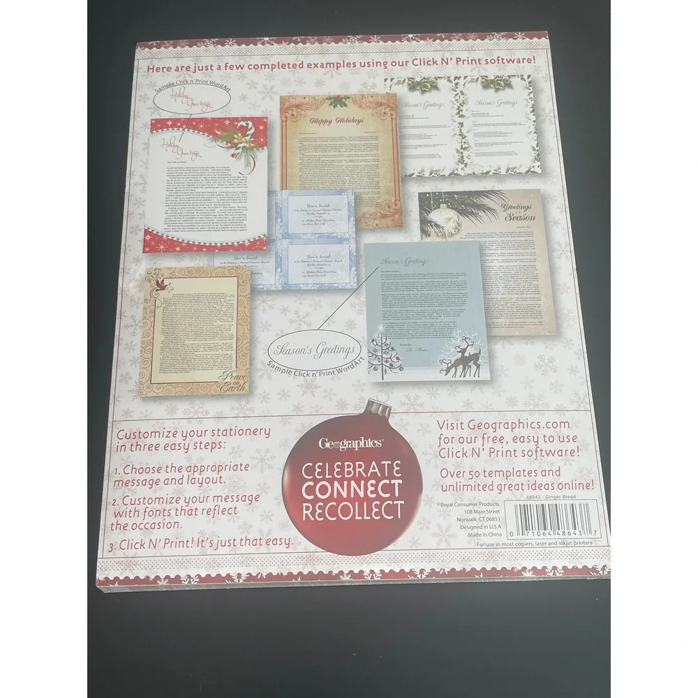 00522- Geographics Holiday Letterhead Gingerbread Christmas Snowflake Stationery